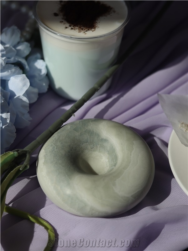 Blue Donut Shaped Onyx Stone Tray Home Decor Products