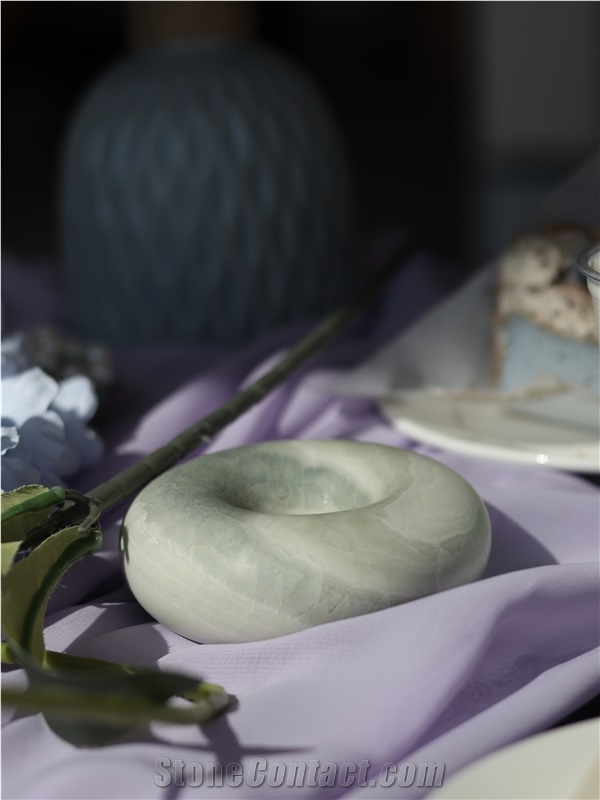 Blue Donut Shaped Onyx Stone Tray Home Decor Products