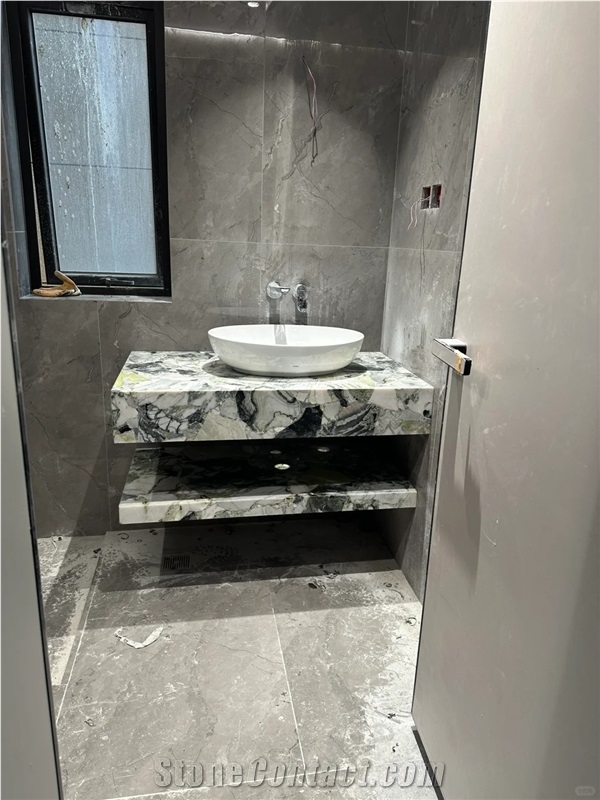 Cloudy Jateite Marble Bathroom Vanity Bath Top