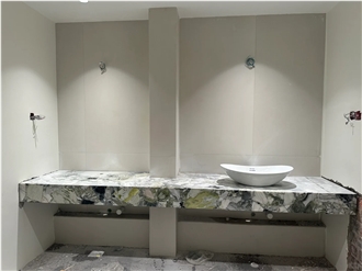 Cloudy Jateite Marble Bathroom Vanity Bath Top