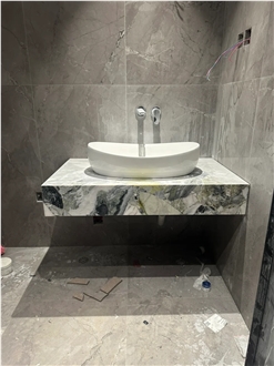 Cloudy Jateite Marble Bathroom Vanity Bath Top
