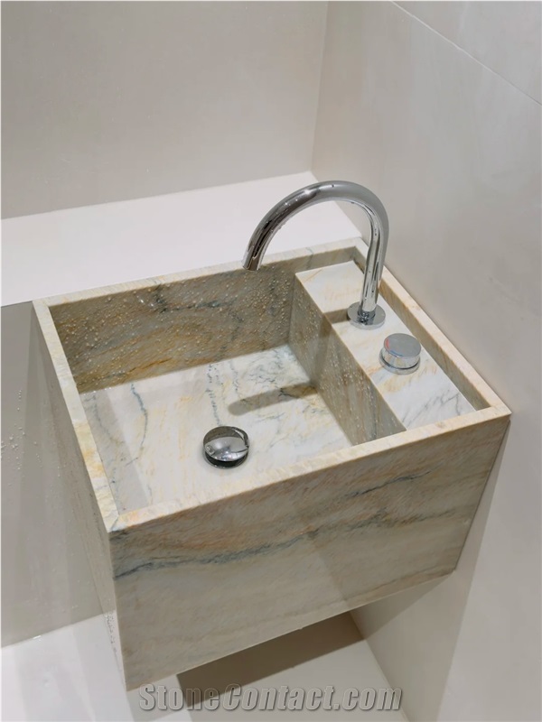 Custom Calacatta Macaubas Quartzite Bathroom Countertop