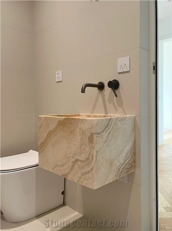 Custom Calacatta Macaubas Quartzite Bathroom Countertop