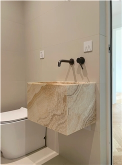Custom Calacatta Macaubas Quartzite Bathroom Countertop