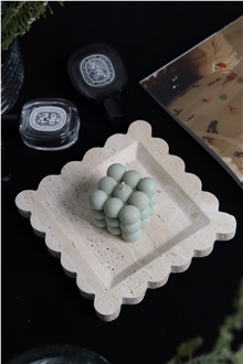 Customizable Nordic Beigetravertine Tray Home Decor Products