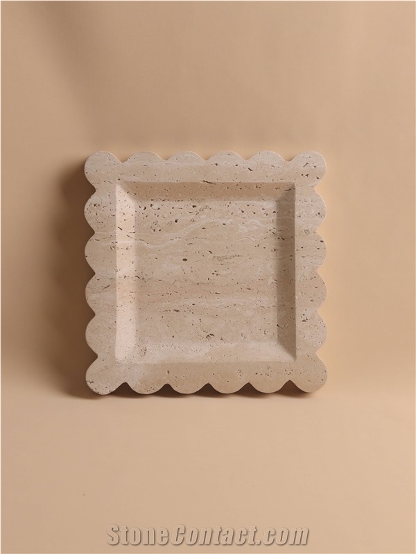 Customizable Nordic Beigetravertine Tray Home Decor Products