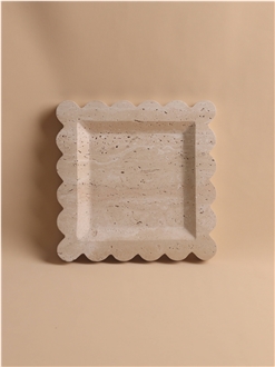 Customizable Nordic Beigetravertine Tray Home Decor Products