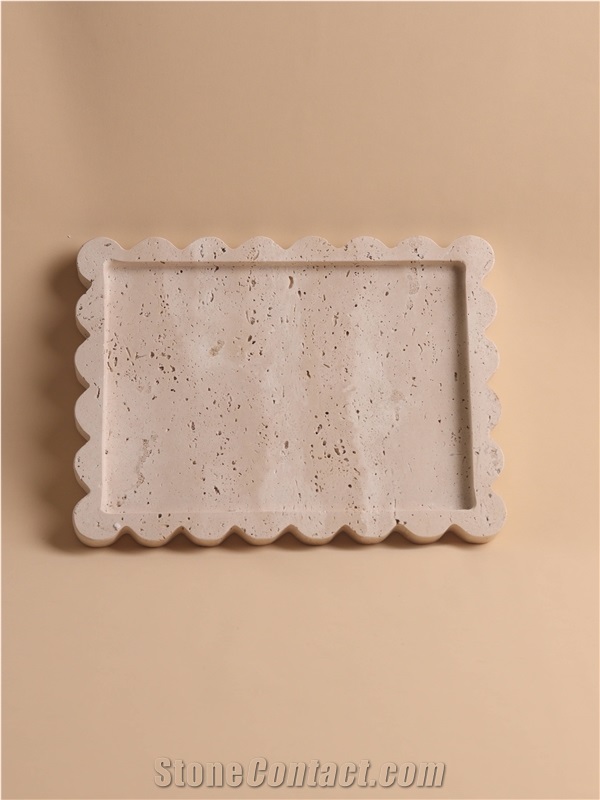 Customizable Nordic Beigetravertine Tray Home Decor Products