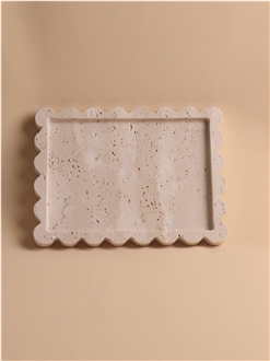 Customizable Nordic Beigetravertine Tray Home Decor Products