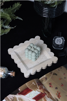 Customizable Nordic Beigetravertine Tray Home Decor Products