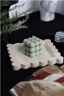 Customizable Nordic Beigetravertine Tray Home Decor Products