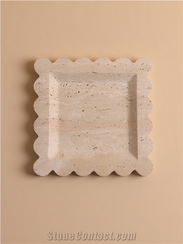 Customizable Nordic Beigetravertine Tray Home Decor Products
