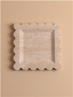 Customizable Nordic Beigetravertine Tray Home Decor Products