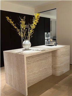 Customized Natural Beige Travertine Kitchen Countertop Customized Natural Beige Travertine Kitchen Countertop