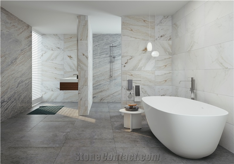 Modern Design Polished Jiashi White Marble Veins Wall Tiles