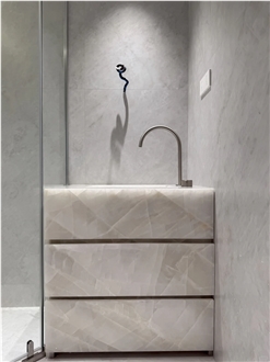 Modern Design Translucent Onyx Stone Bathroom Countertop
