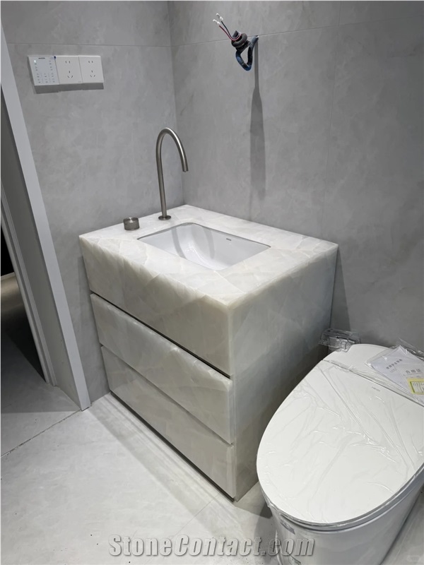 Modern Design Translucent Onyx Stone Bathroom Countertop