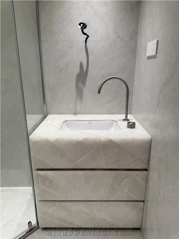 Modern Design Translucent Onyx Stone Bathroom Countertop