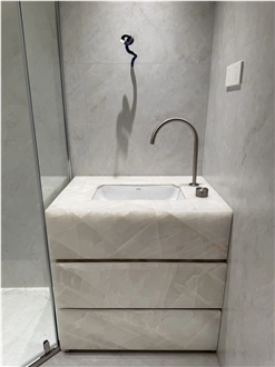 Modern Design Translucent Onyx Stone Bathroom Countertop