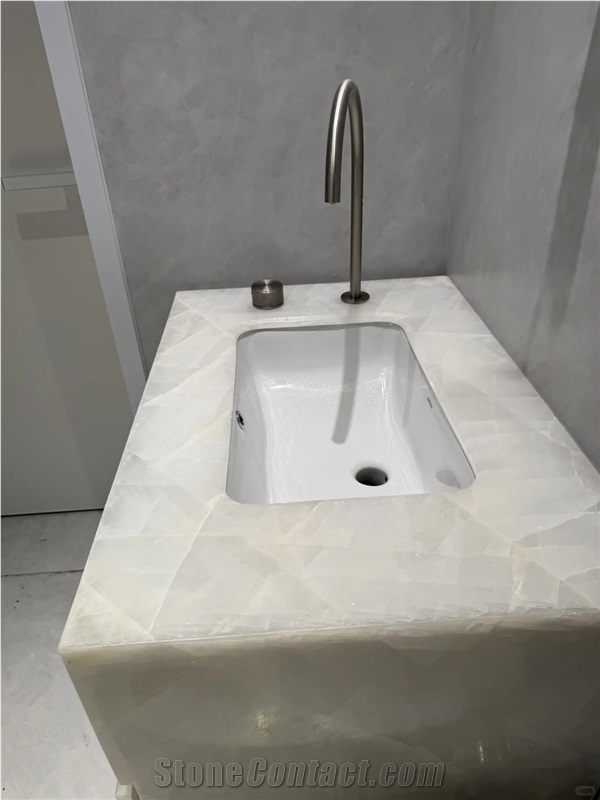 Modern Design Translucent Onyx Stone Bathroom Countertop