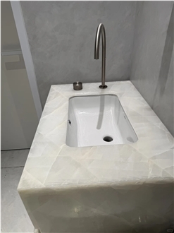 Modern Design Translucent Onyx Stone Bathroom Countertop