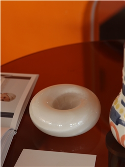 Modern Doughnut Shape White Onyx Tray Home Decor Products