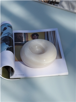 Modern Doughnut Shape White Onyx Tray Home Decor Products
