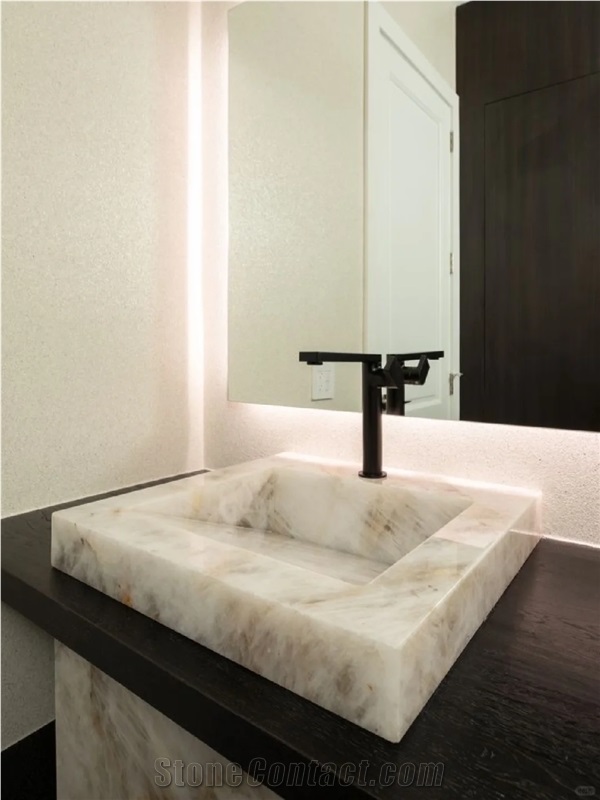 Modern Luxury Translucent Natural Onyx Bathroom Countertop