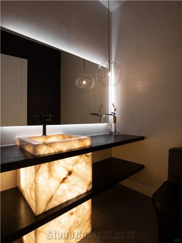 Modern Luxury Translucent Natural Onyx Bathroom Countertop