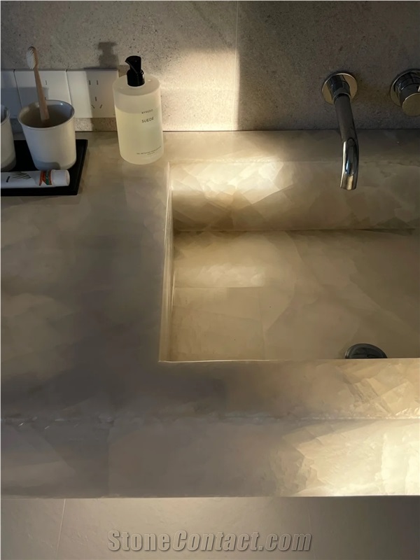 Modern Luxury Translucent Natural Onyx Bathroom Countertop