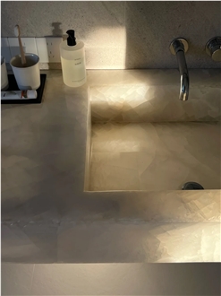 Modern Luxury Translucent Natural Onyx Bathroom Countertop