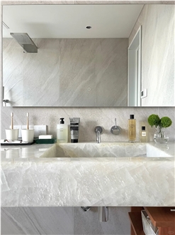 Modern Luxury Translucent Natural Onyx Bathroom Countertop