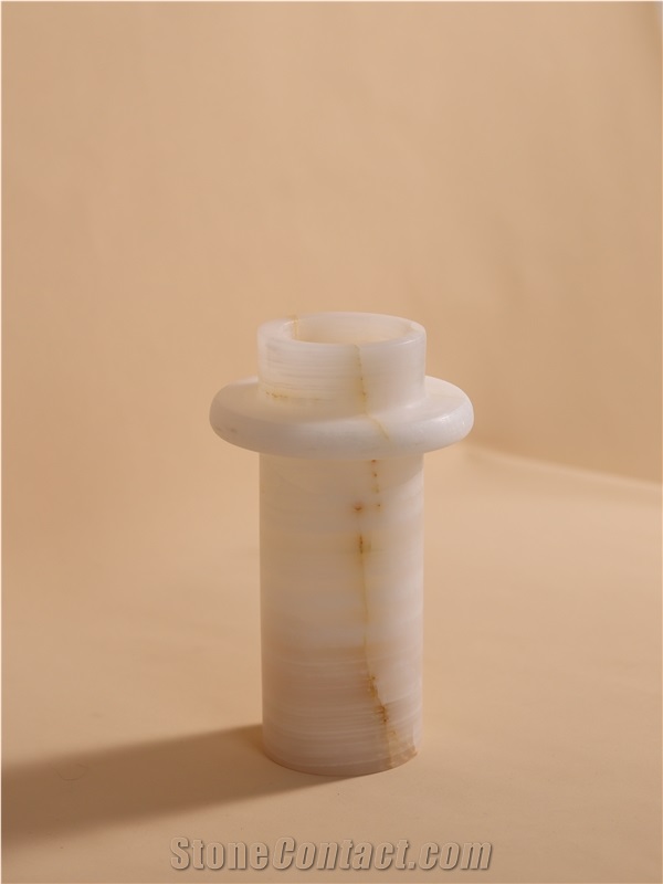 Modern Simplicity White Onyx Stone Vase Home Decor Products