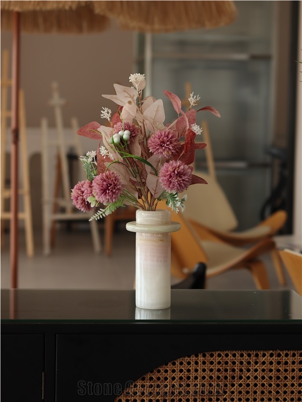 Modern Simplicity White Onyx Stone Vase Home Decor Products