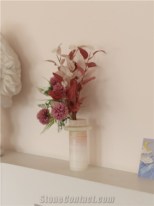 Modern Simplicity White Onyx Stone Vase Home Decor Products