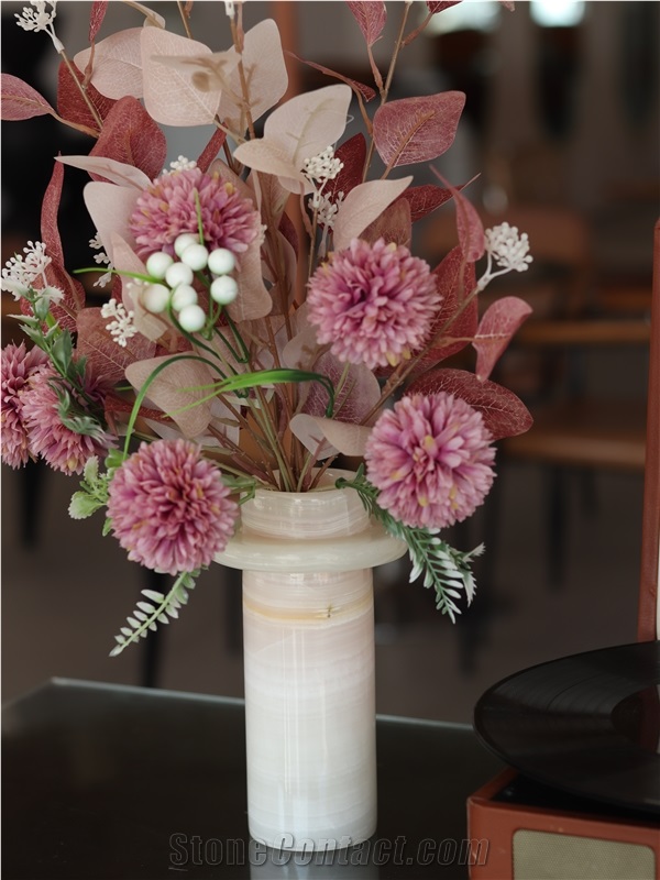 Modern Simplicity White Onyx Stone Vase Home Decor Products