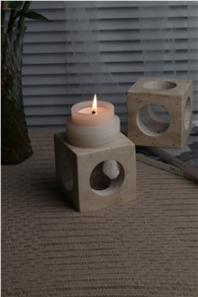 Modern Square Travertine Candle Holder