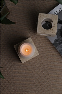 Modern Square Travertine Candle Holder