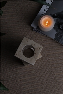 Modern Square Travertine Candle Holder