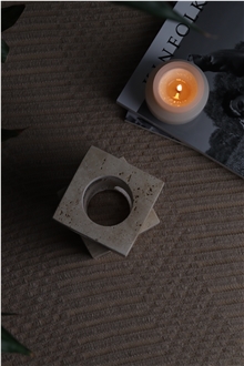Modern Square Travertine Candle Holder