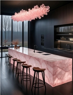 Modern Translucent Pink Onyx Kitchen Countertop Modern Translucent Pink Onyx Kitchen Countertop