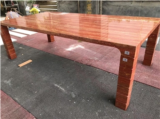 Natural Red Travertine Restaurant Table Tops