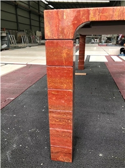 Natural Red Travertine Restaurant Table Tops