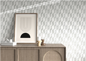 Royal White Marble Inlay Calacatta Grey Marble Mosaic Tiles