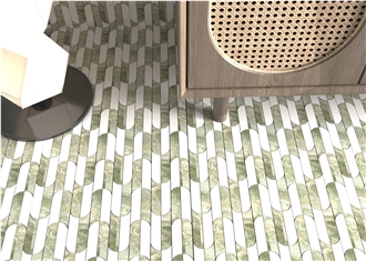 Royal White Marble Inlay Calacatta Grey Marble Mosaic Tiles