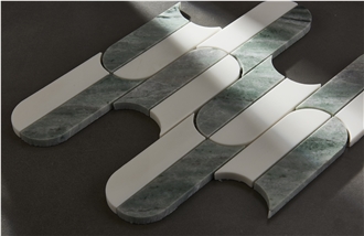 Royal White Marble Inlay Calacatta Grey Marble Mosaic Tiles