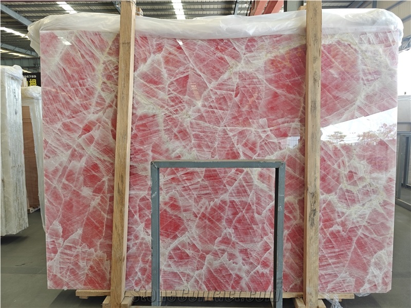 Wholesale Translucent Crystal Pink Onyx Slabs