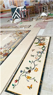 Classic Water Jet Marble Floor Medallions Customized Design
