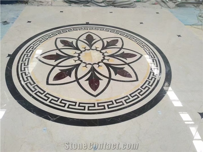 Customizable Marble Polished Tile Round Medallion Patterns
