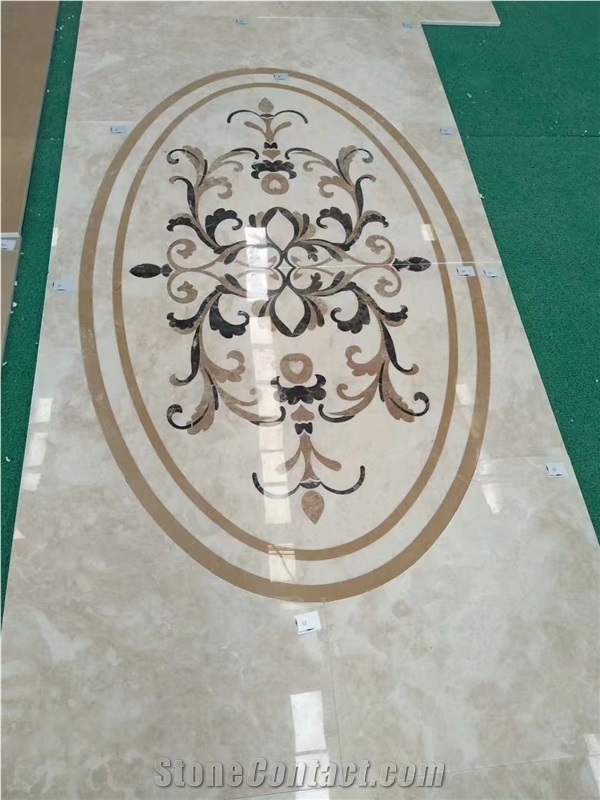 Customizable Natural Marble Stone Medallion Waterjet Pattern